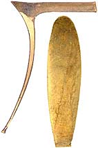 Early Plains Rifle Buttplate, sand cast brass

Overall length is 5-1/4", width 1-3/8", comb 3-7/16"